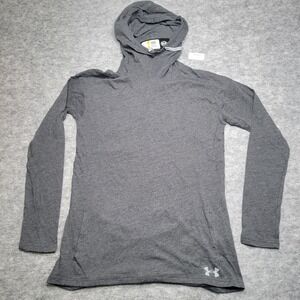 Under Armour Women Hoodie Small Gray Pockets Pullover Loose Heatgear Lightweight